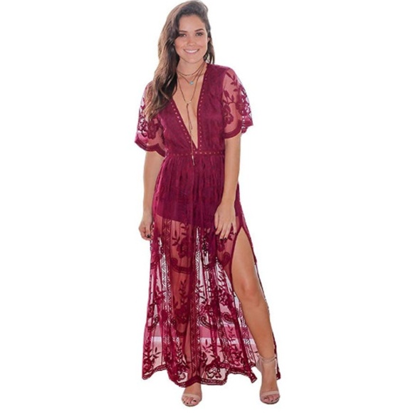 long lace romper dress